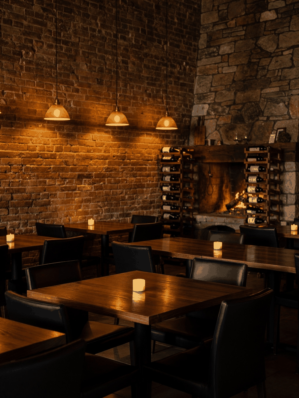 Cozy candlelit dining atmosphere at ALDENTE